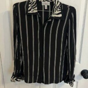 Vintage Adrianna Papell Silk Long Sleeve Button Down